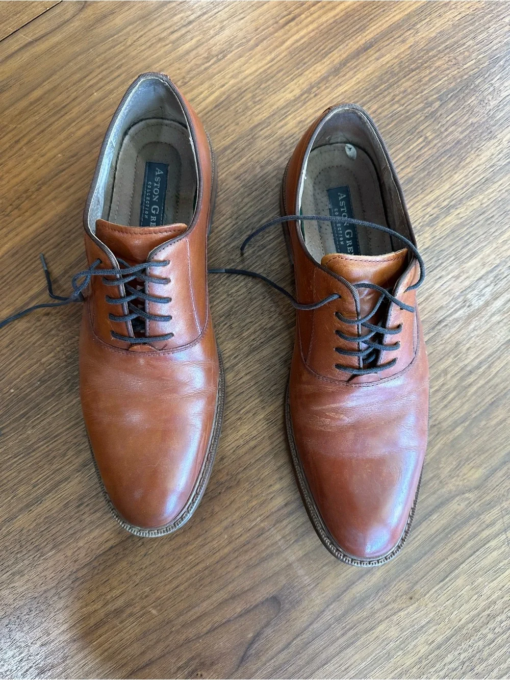 Aston Grey Men's Brown Leather Derby Shoes Size 10